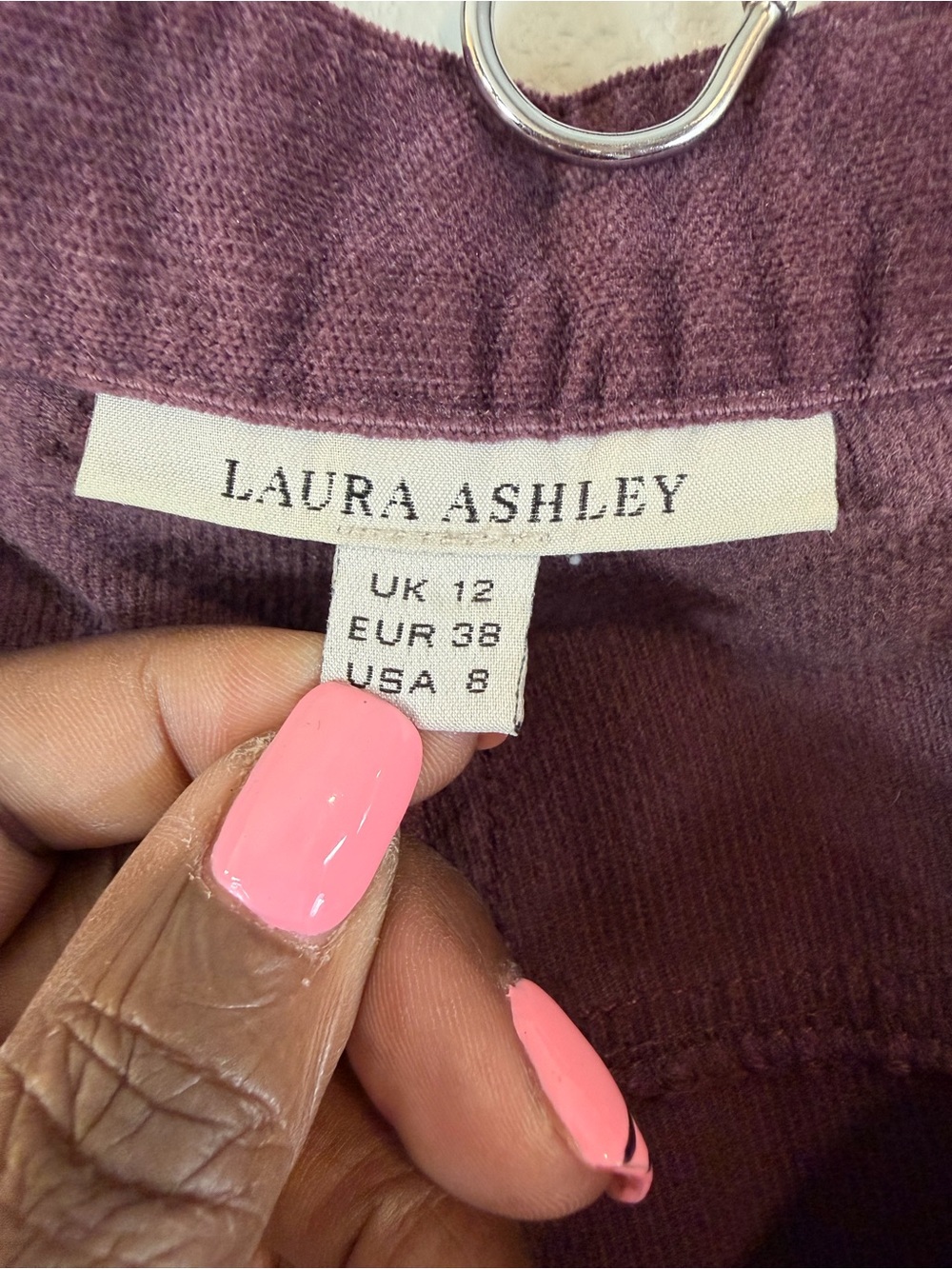 Laura Ashley Purple Corduroy Pants Size US 8 Wide Leg 90s Cottage Casual Preppy - Picture 8 of 11